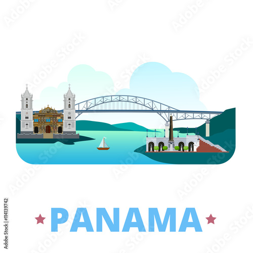 Panama country design template Flat cartoon style web vector