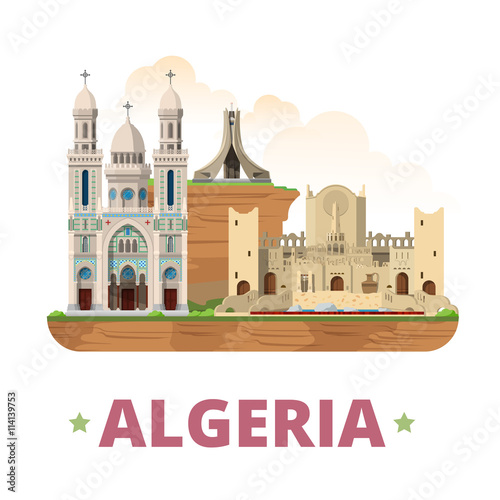 Algeria country design template Flat cartoon style web vector