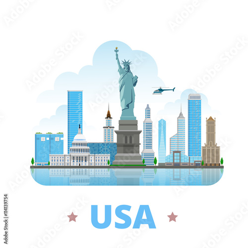 USA United States country design Flat cartoon style web vector