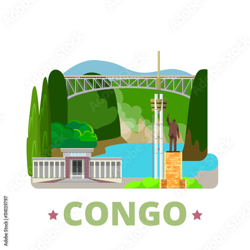 Congo country design template Flat cartoon style web vector