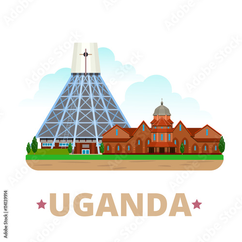 Uganda country design template Flat cartoon style web vector