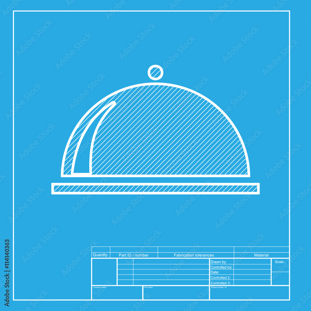 Server sign illustration. White section of icon on blueprint template. Server sign illustration. White section of icon on blueprint template.