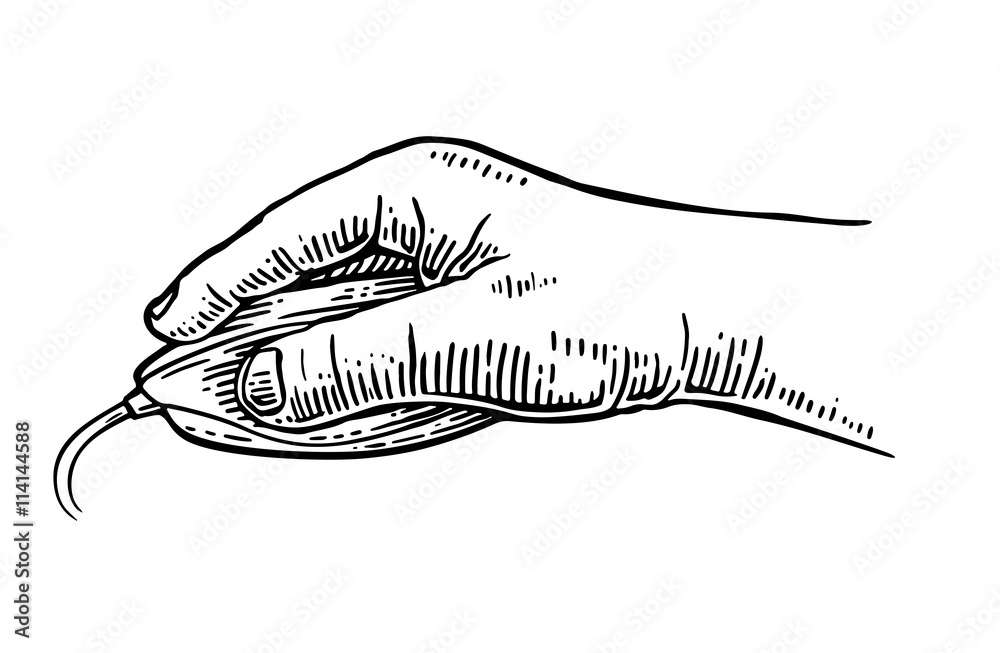 Male hand holding computer mouse Male hand holding computer mouse