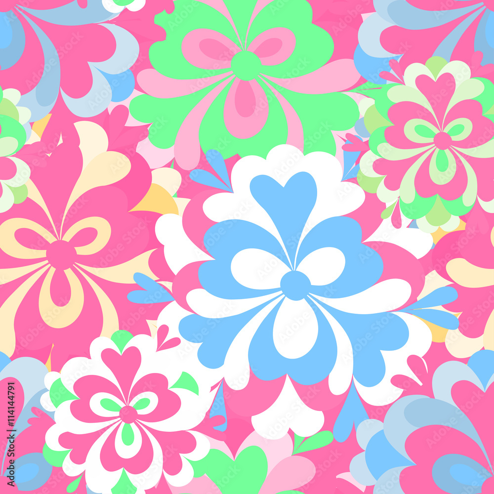 Obraz premium delicate abstract flowers seamless pattern