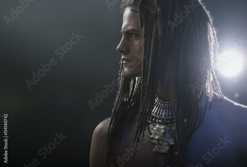 Canvas-taulu Young man's portrait. Stylish handsome sexy Guy with Dreadlocks
