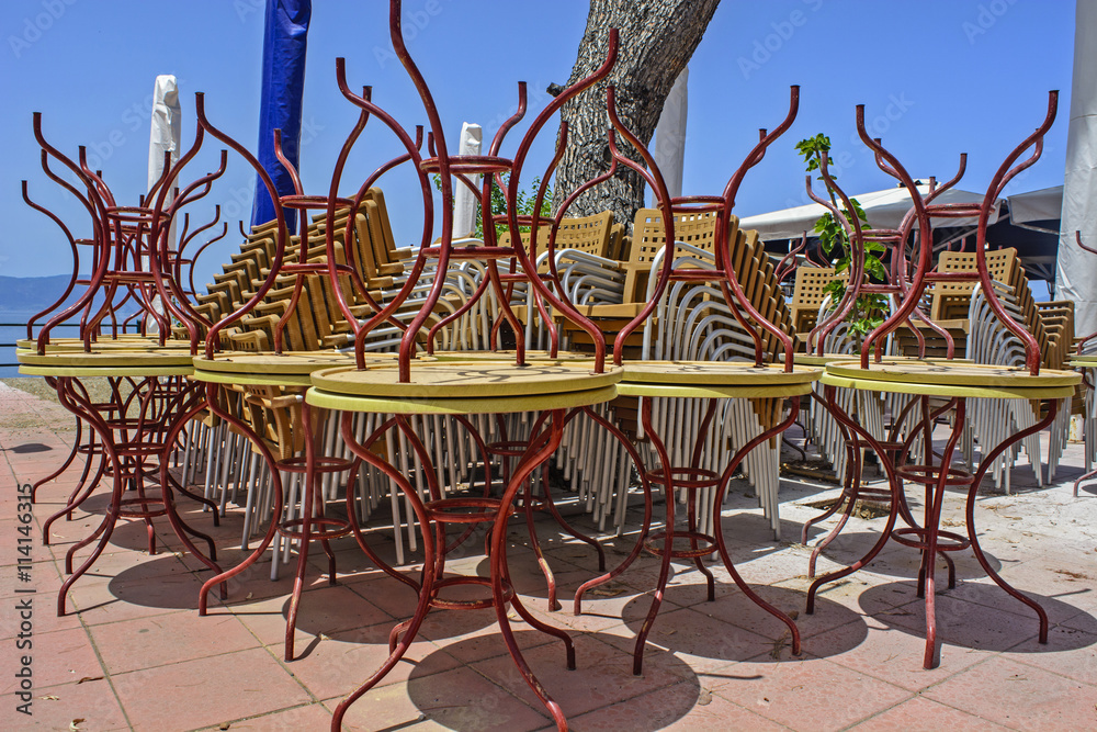 Outdoor cafe tables