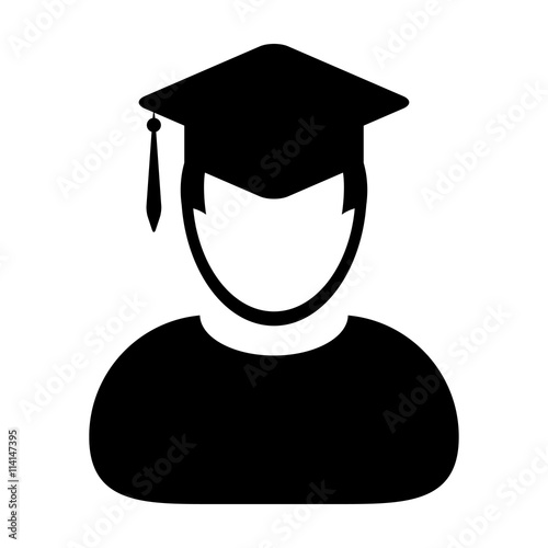 Student Icon - Male Graduation, Academic, Education, Degree, Mortar Board icon in glyph vector illustration