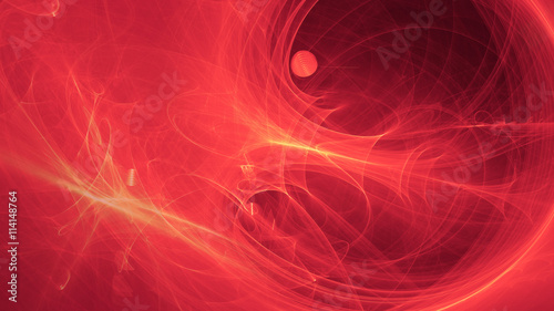 glowing red curved lines over dark Abstract Background space universe. Illustration.