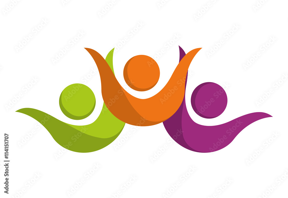 Fototapeta premium Abstract Pictogram icon. teamwork concept. multicolored vector