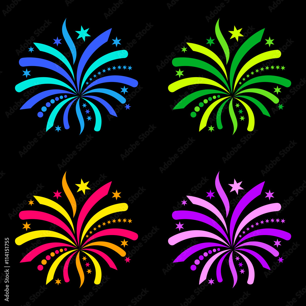 Colorful vector firework design elements