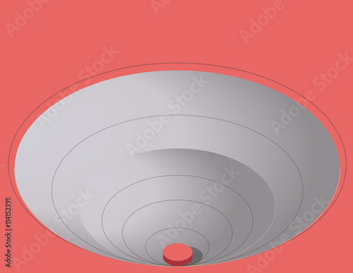 Abstract background like funnel. Grey and red ground with shades. Background with ellipses. Flatten isolated master vector.