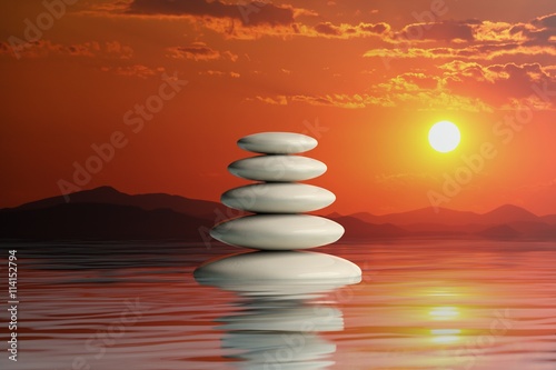 Zen stones stack. 3d illustration