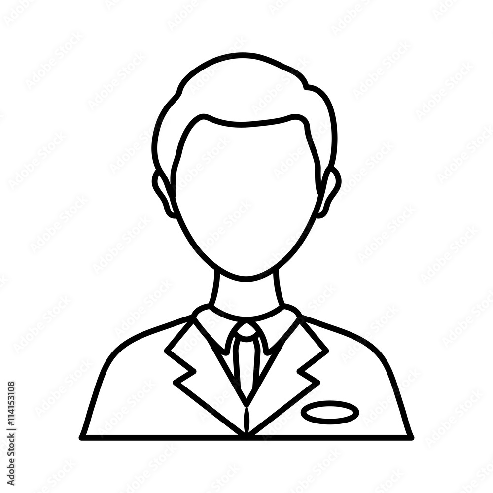 Person concept represented by businessman with necktie icon over flat and isolated background Person concept represented by businessman with necktie icon over flat and isolated background