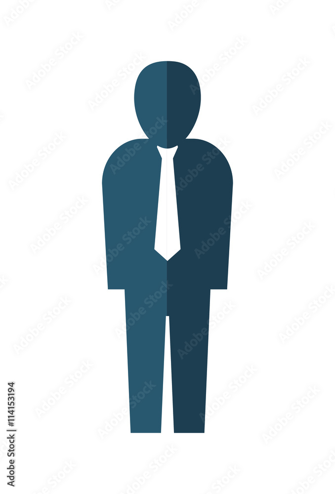 Person concept represented by businessman with necktie icon over flat and isolated background Person concept represented by businessman with necktie icon over flat and isolated background