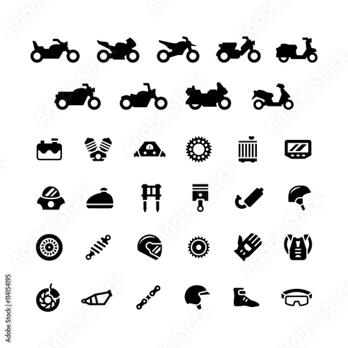 Set icons of motorcycle