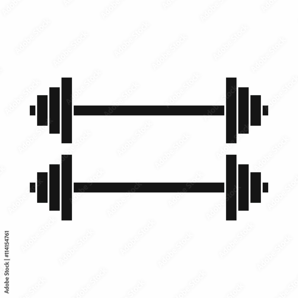 Two barbells icon, simple style Two barbells icon, simple style
