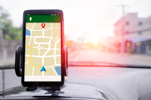Mobile smart phone GPS navigator selective focus shallow depth o