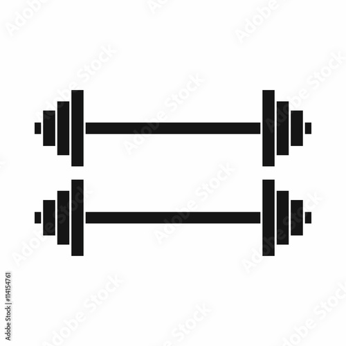 Two barbells icon  simple style