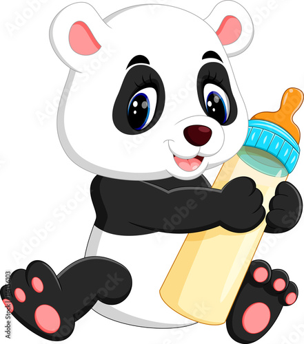 Fototapeta Naklejka Na Ścianę i Meble -  illustration of cute baby panda cartoon
