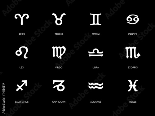 Zodiac vector icons set. Astrology.