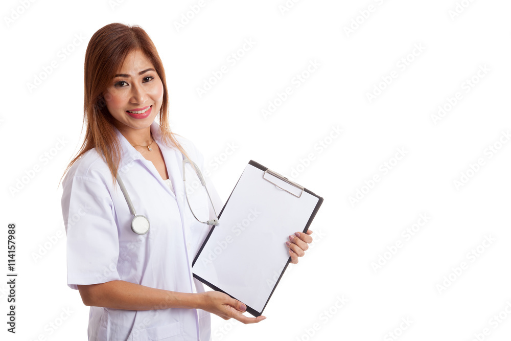 Young Asian female doctor hold a clipboard Young Asian female doctor hold a clipboard