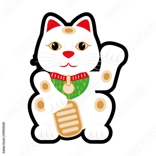 Cat  icon. Japan culture. Vector graphic