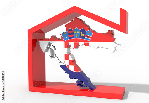 Mappa Croazia 3D con simbolo casa