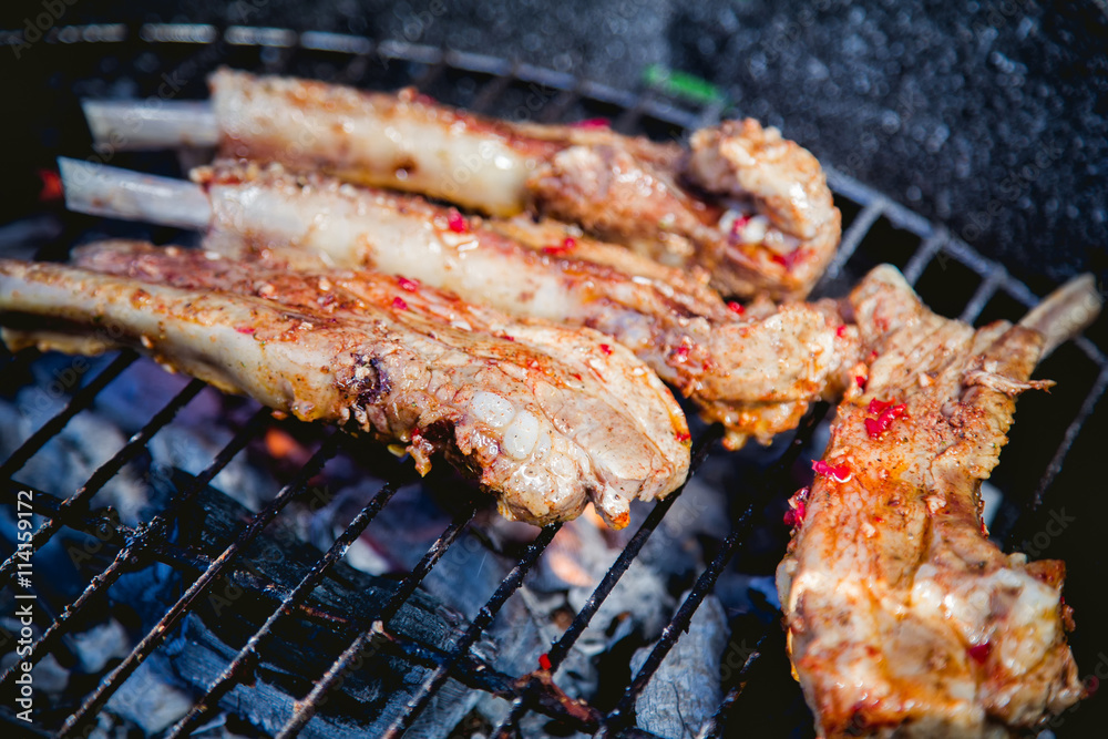 Meat grill, barbecue menu, pork ribs