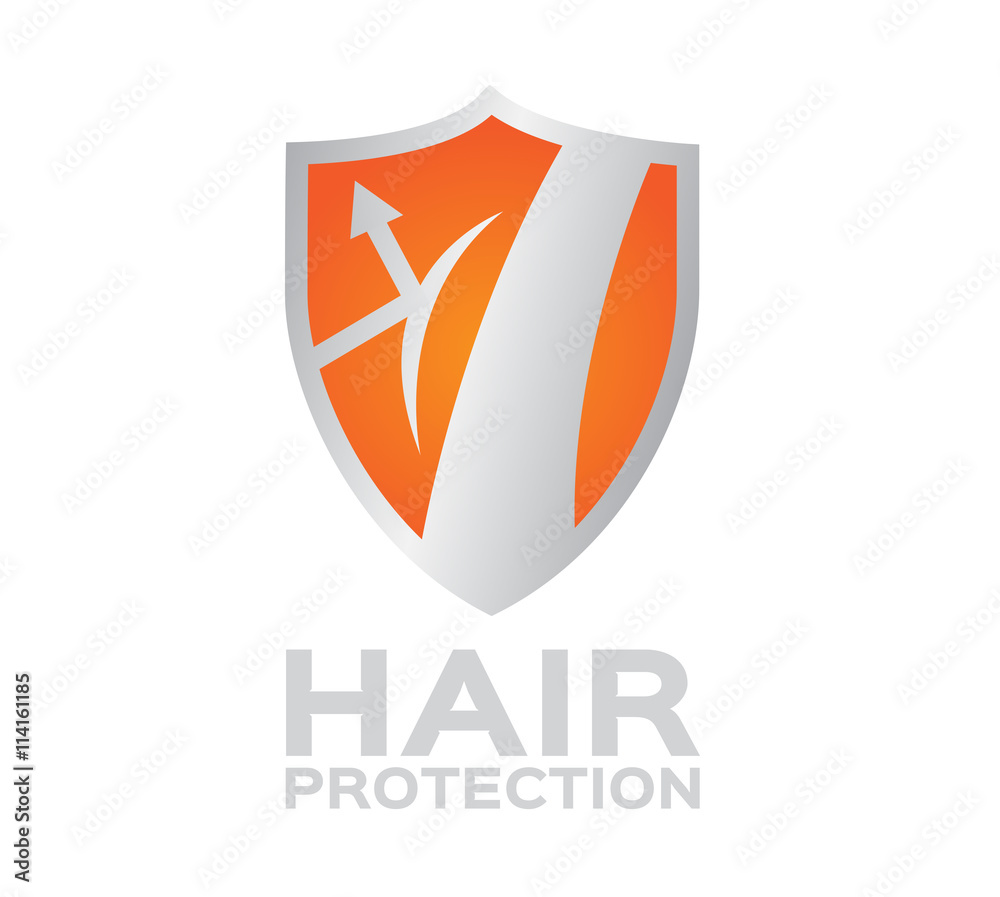 hair shield protection . hair orange set , logo vector and icon vector