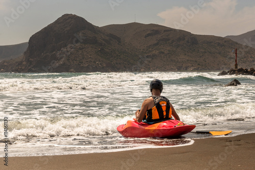 Kayak in Mediterranean. Spain. 

