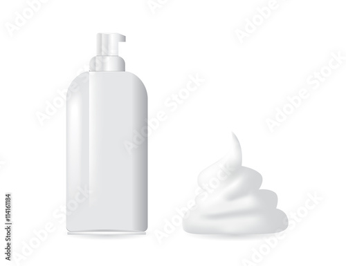 Vector icon White moisturizer and collagen Foam Cream Mousse Soap Lotion with pack . moisturizer collagen Foam Cream Mousse version with 2 piece set
