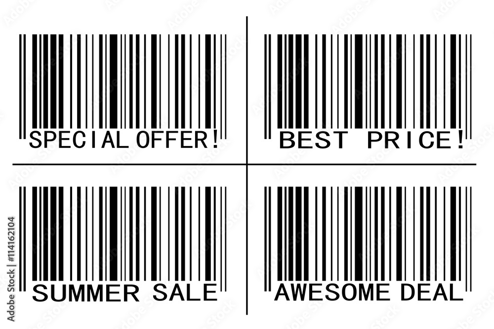 Barcodes: special offer, best price, summer sale, awesome deal Barcodes: special offer, best price, summer sale, awesome deal