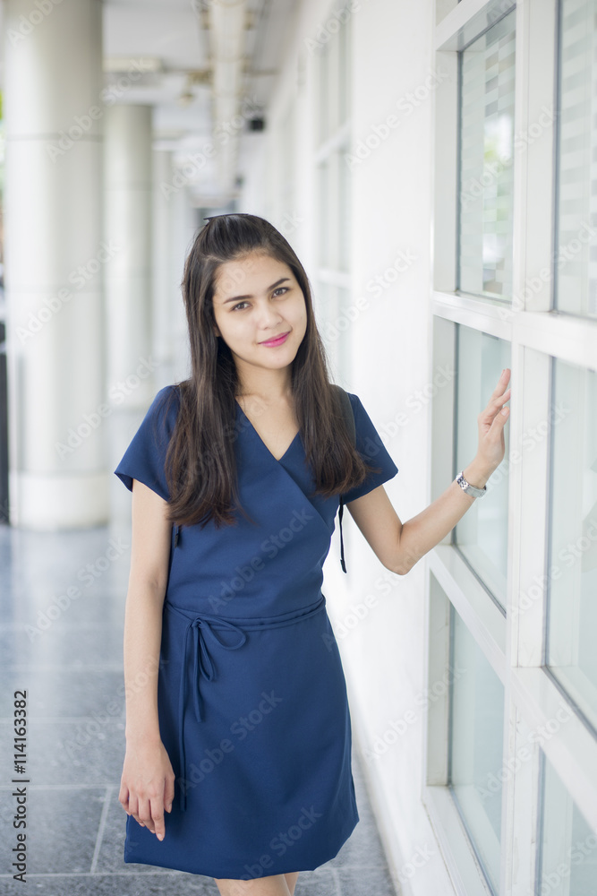A portrait of an Asian university student on campus A portrait of an Asian university student on campus
