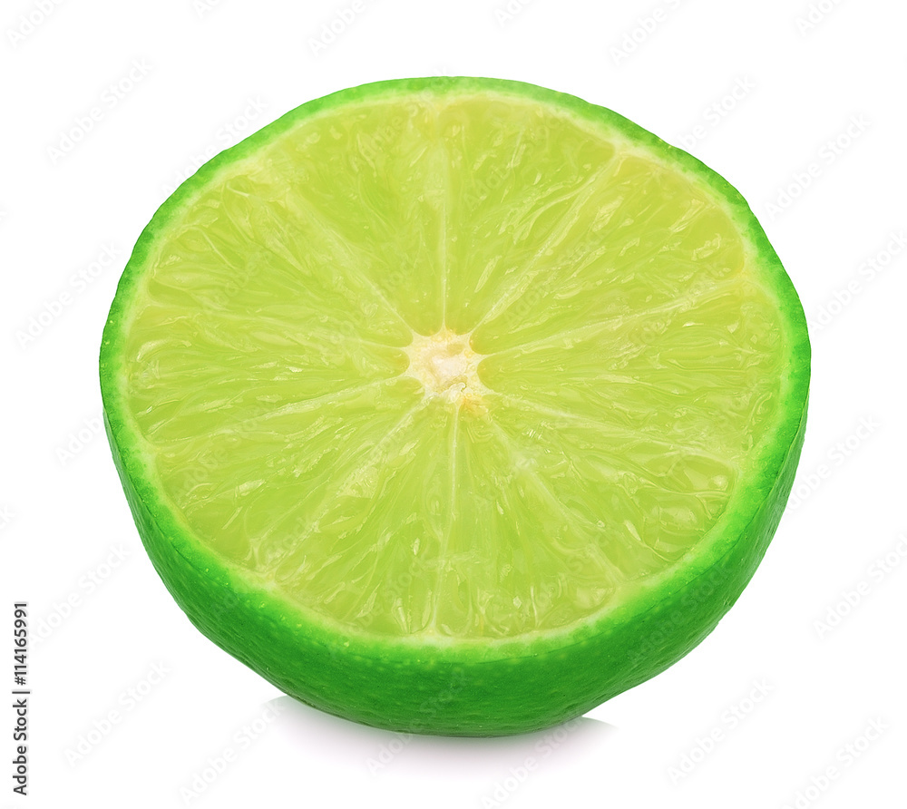 Half of lime citrus fruit isolated on white background