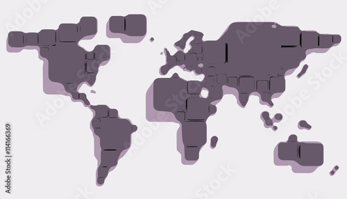 Mappa Terra 3D con forme e colori