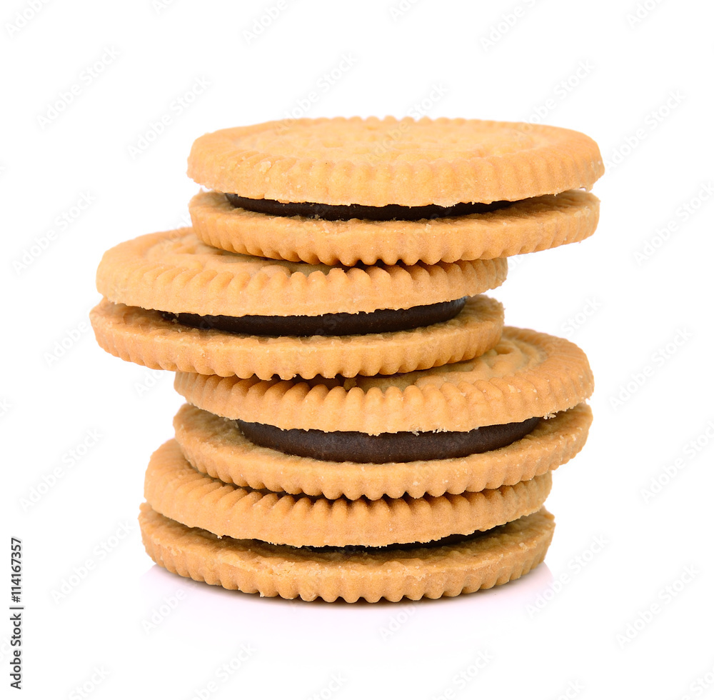 sandwich cookies with cream on white background sandwich cookies with cream on white background