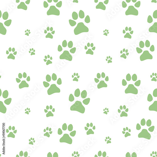 green dog footstep seamless pattern