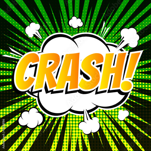 Crash comic book bubble text retro style