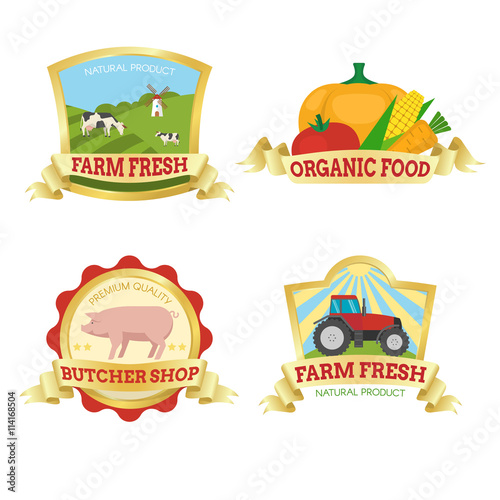 Farm Food Colorful Emblems