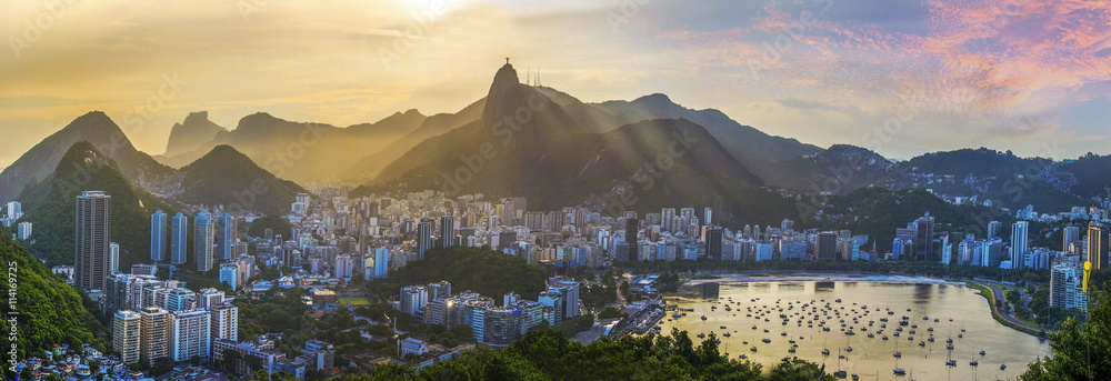 Panoramic view of Rio De Janeiro, Brazil landscape - obrazy, fototapety, plakaty 