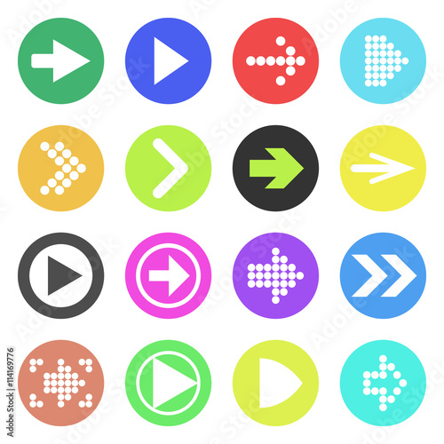 Arrow sign icon set. Flat style. Vector Eps10
