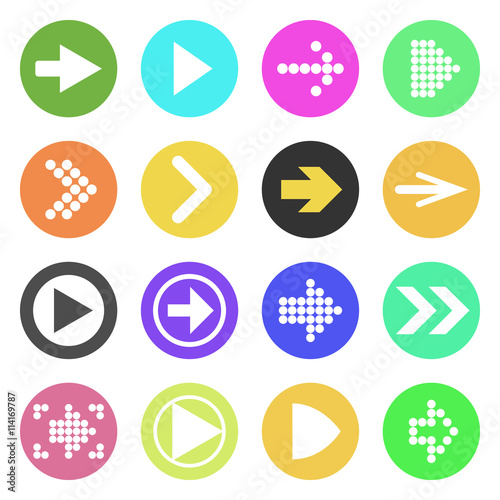 Arrow sign icon set. Flat style. Vector Eps10