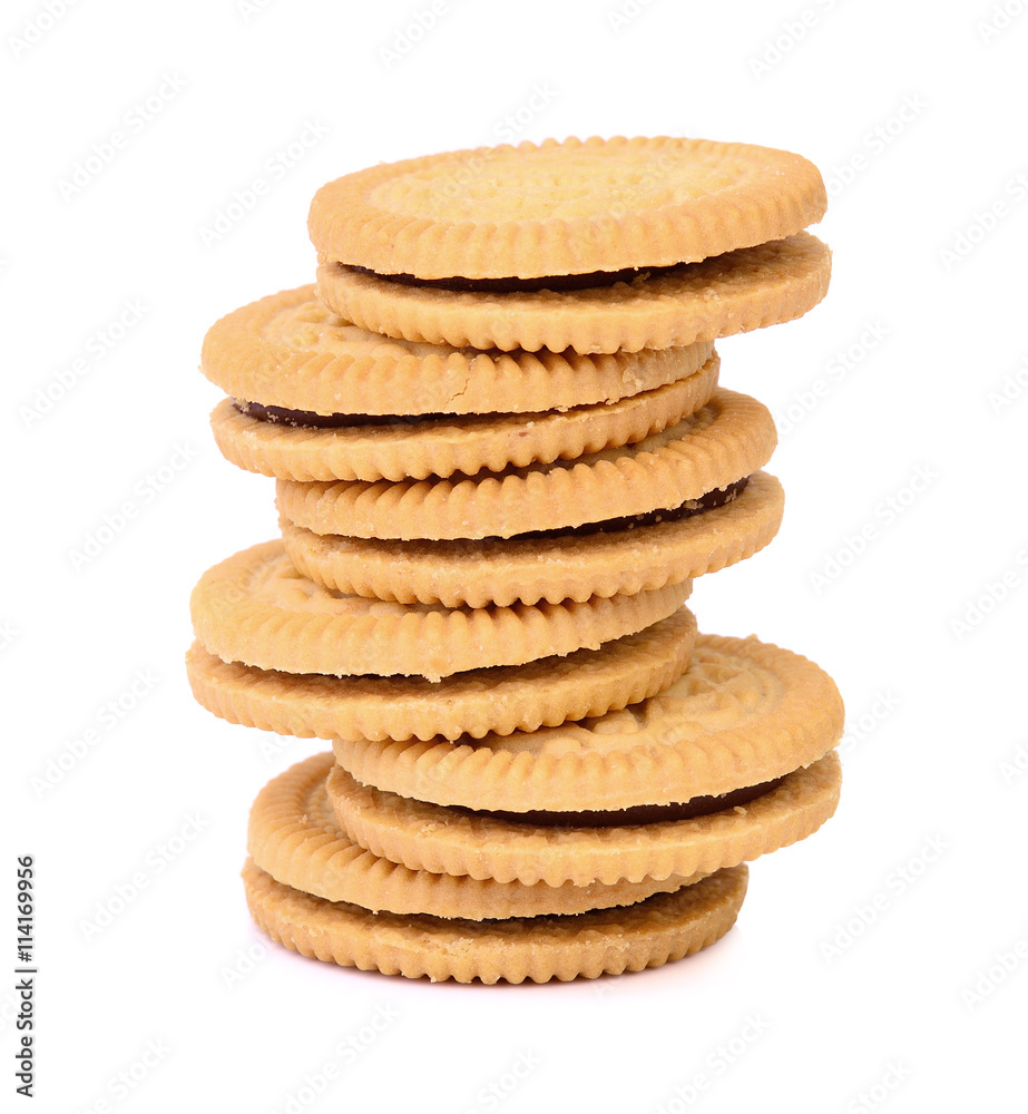sandwich cookies with cream on white background sandwich cookies with cream on white background