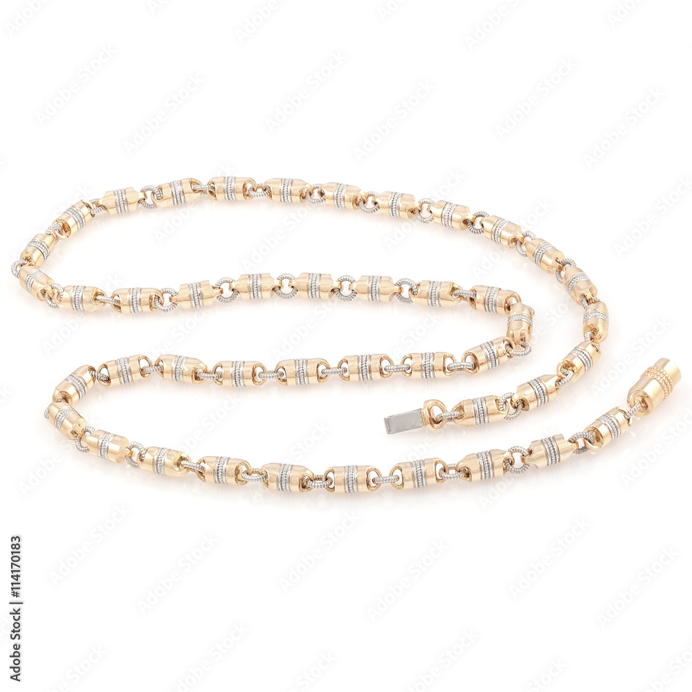 jewelry bib gold chain on the white background jewelry bib gold chain on the white background