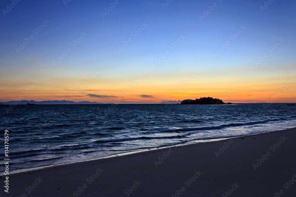 Scenic view of beautiful dawn at the sea. Lipe, Thailand