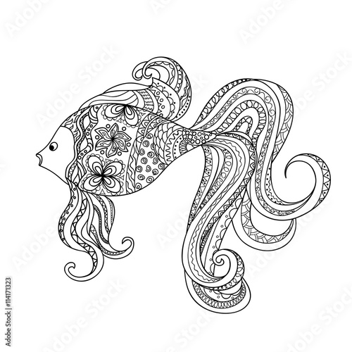 hand drawn decorated cartoon fish