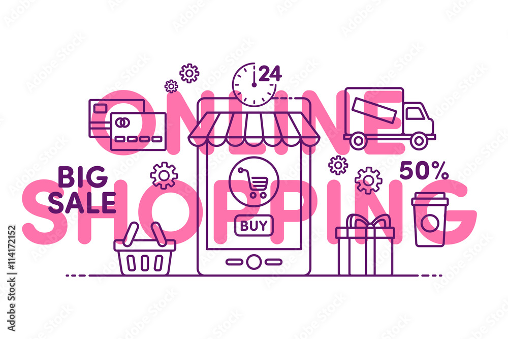 Fototapeta premium Illustration Shopping online