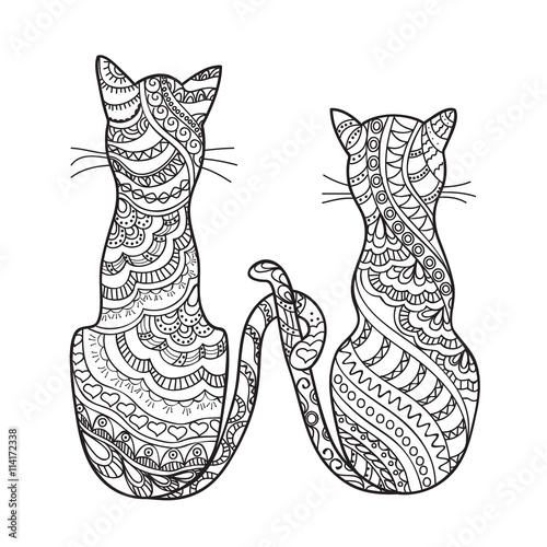 hand drawn decorated cartoon cats