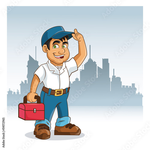 Plumbing service. Plumber cartoon design. vector graphic