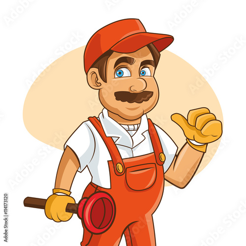 Plumbing service. Plumber cartoon design. vector graphic